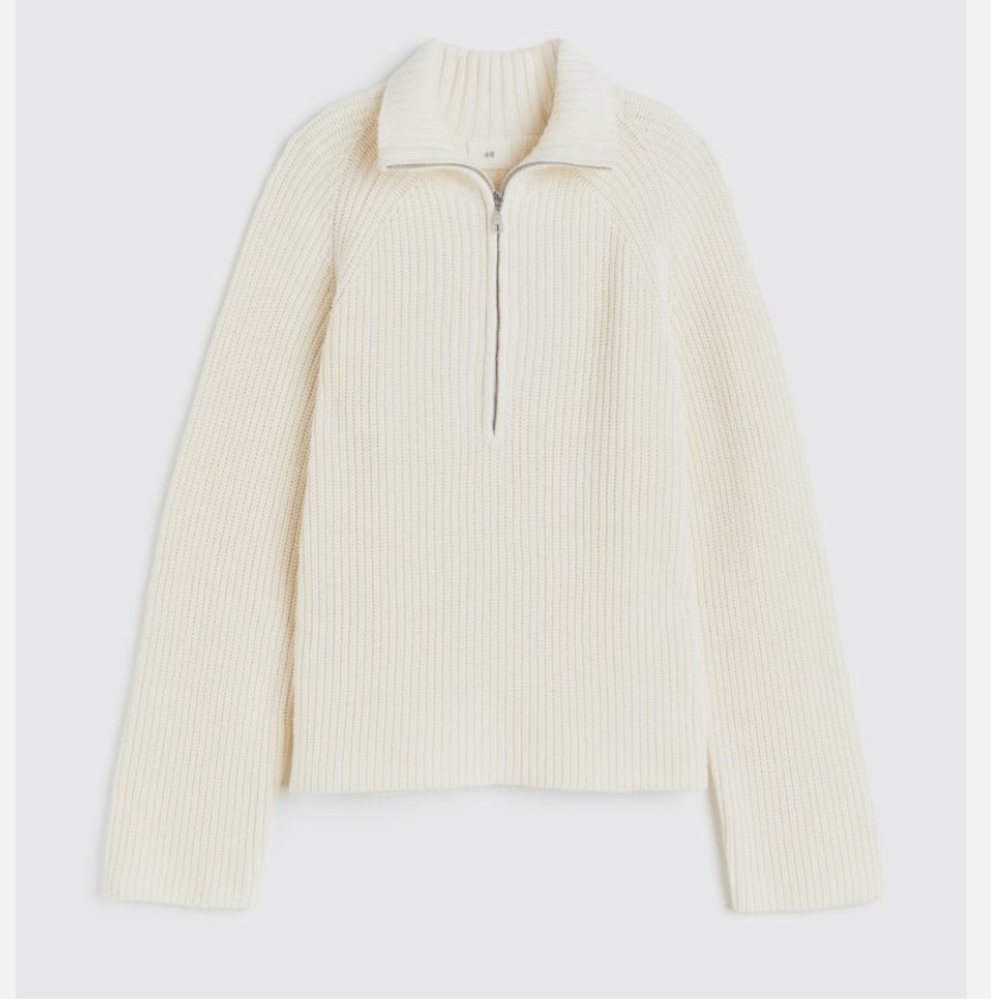 H&M Beige Quarter Zip Sweater
